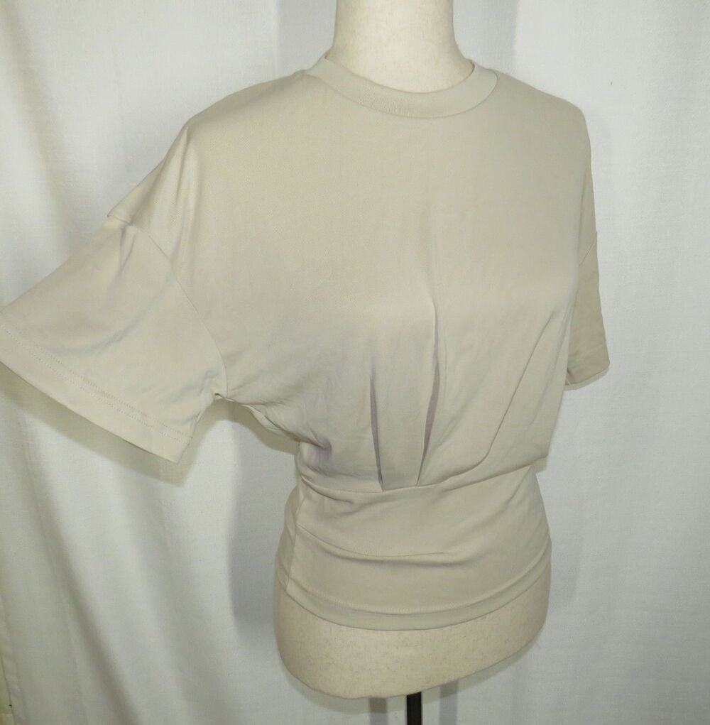 OGL Sandwashed Modal Knit Eco Friendly Soft Stretchy Draped Tee Beige Size Large - Picture 2 of 13